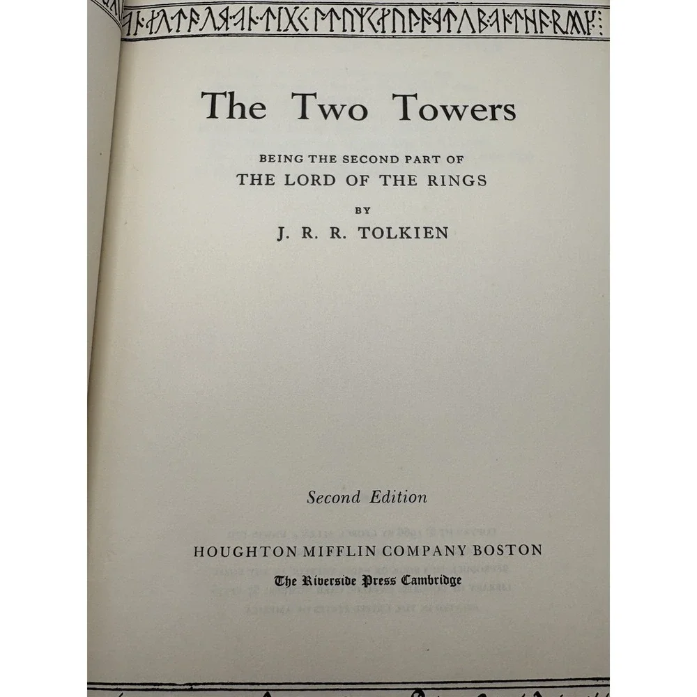 The Two Towers J.R.R. Tolkien 1966 Houghton Mifflin Second Edition Vintage HC